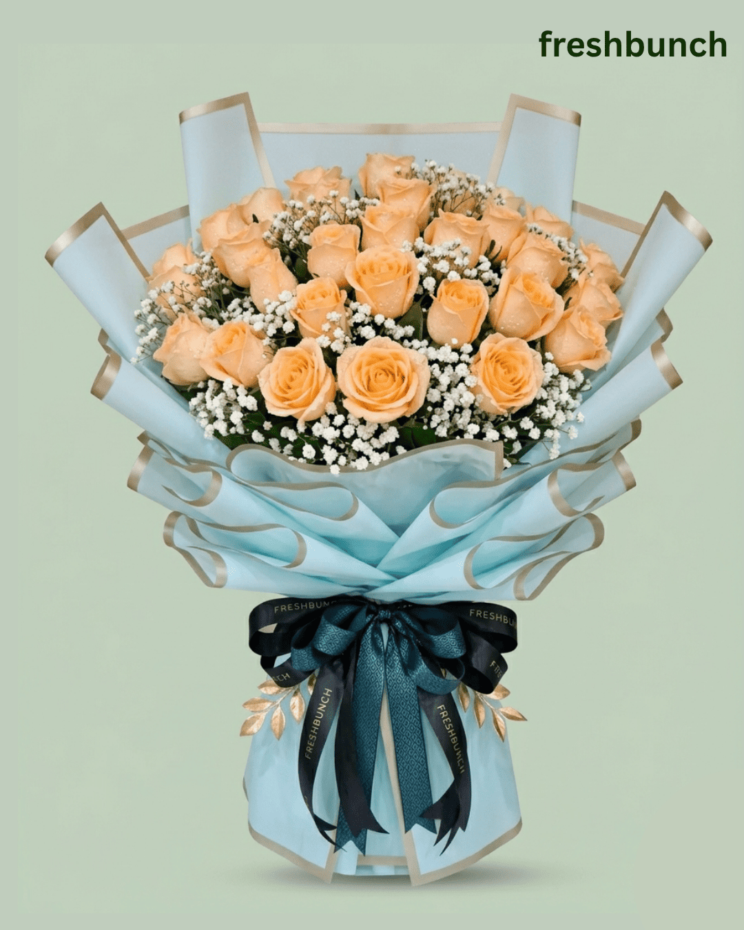 Elegant Peach Rose Bouquet
