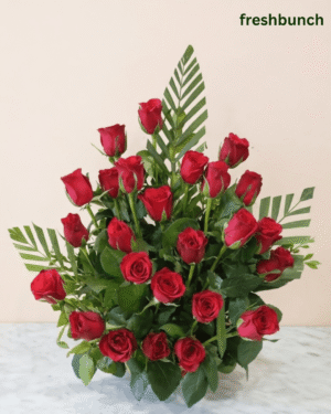 Elegant 25 Red Rose Lush Centerpiece