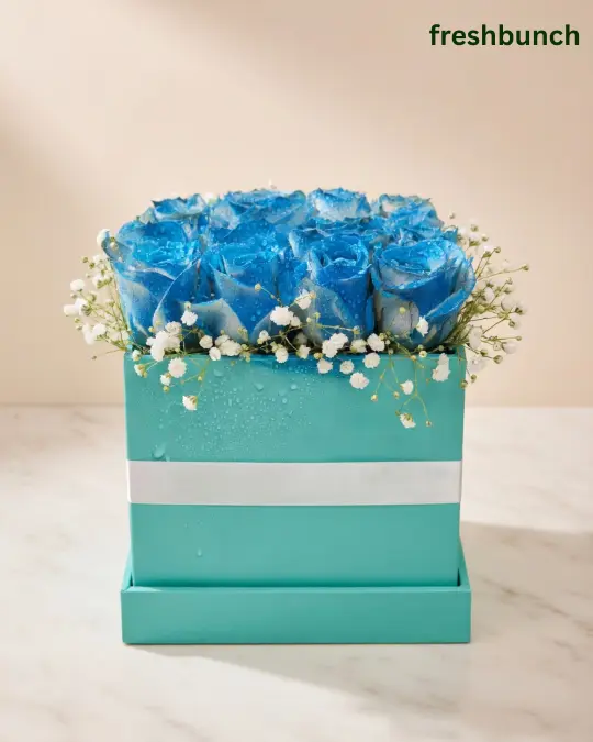Premium Majestic Blue Roses Luxury Box