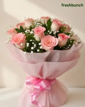 Blushing Pink Rose Meadow Bunch