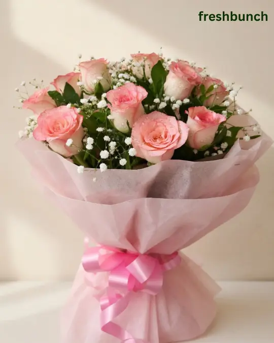 Blushing Pink Rose Meadow Bunch