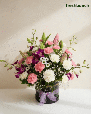 Pink & Purple Flower Box Arrangement