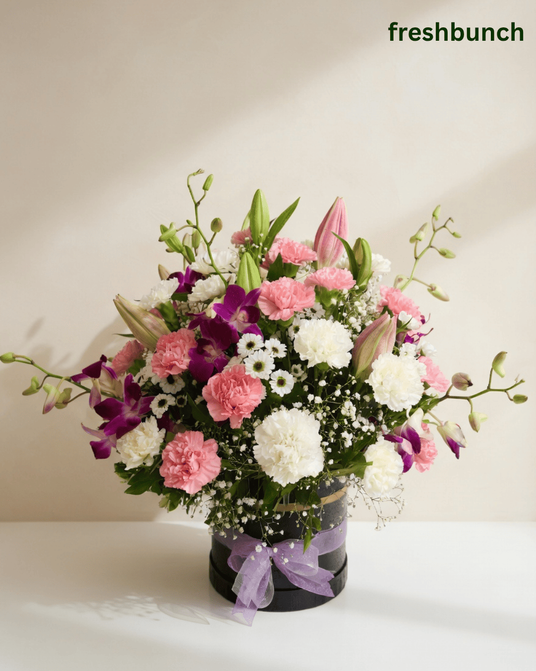 Pink & Purple Flower Box Arrangement