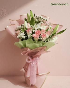 Pink Lily & Rose Bouquet