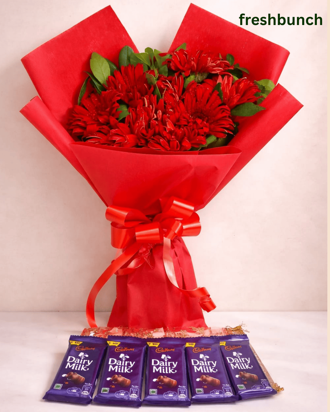 Red Gerbera with Dairy Milk Chocolate
