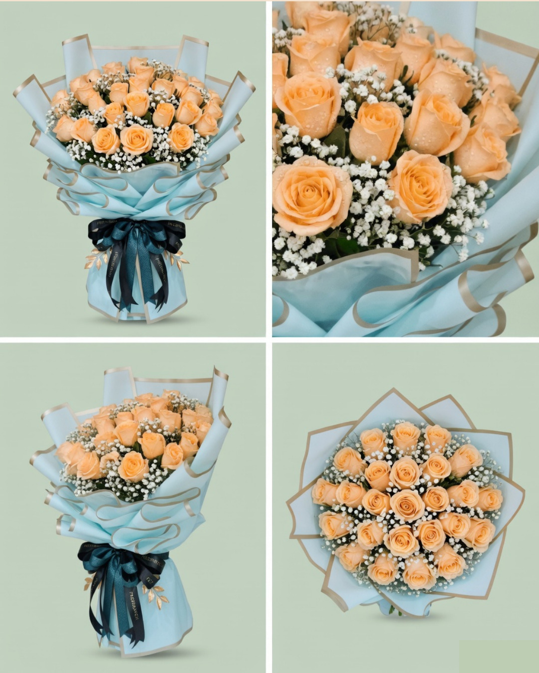 Elegant Peach Rose Bouquet
