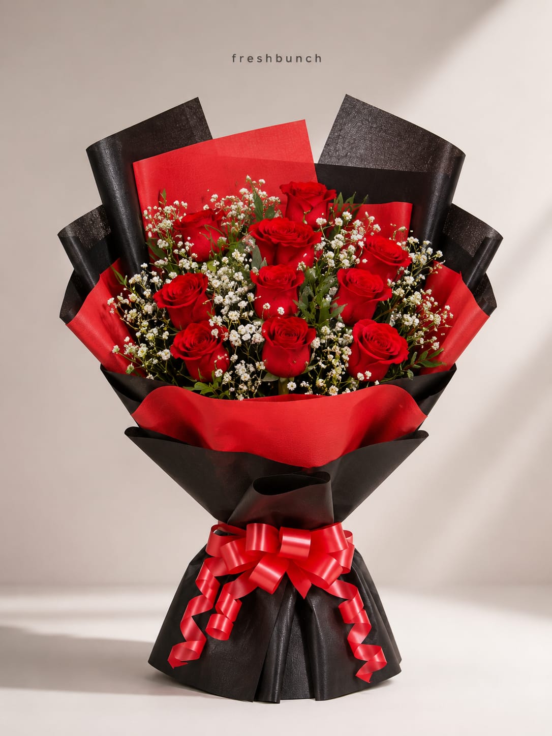 Black & Red Paper Red Rose Bouquet