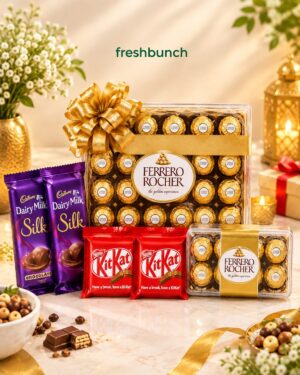 FreshBunch Ultimate Luxury Chocolate Hamper with Ferrero Rocher, Cadbury Silk & KitKat