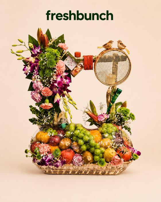 FreshBunch Heritage Bridal Traditional Bird Nest & Exotic Fruits Luxury Exhibition Hamper