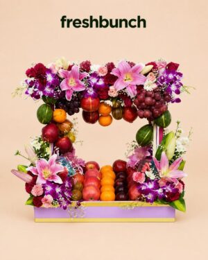 FreshBunch Imperial Floral Gateway & Organized Exotic Fruit Architectural Luxury Hamper