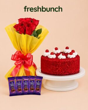 Vibrant Red Rose & Red Velvet Mega Silk Combo