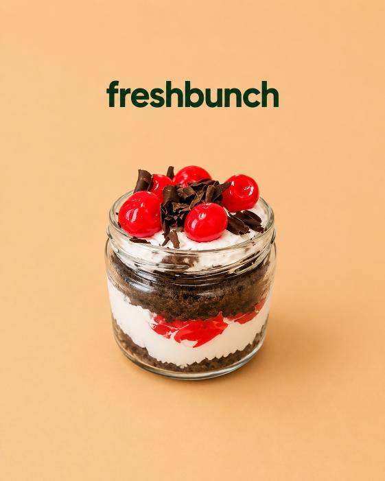 FreshBunch Premium Black Forest Luxury Jar Cake with Whole Cherries (250gm)