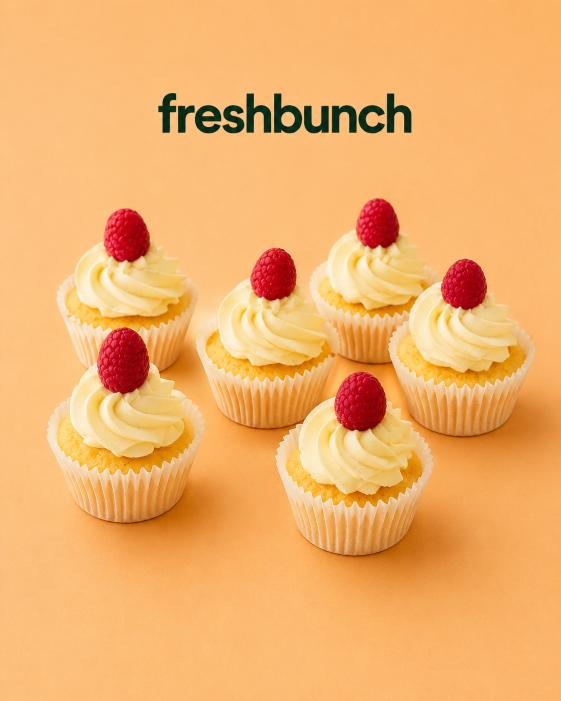 FreshBunch Premium Vanilla Raspberry Luxury Cupcakes (6 Pcs)