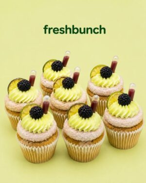 FreshBunch Premium Lemon Blackberry Infusion Luxury Cupcakes (6 Pcs)