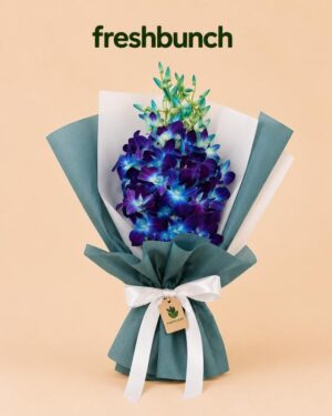 FreshBunch Exotic Blue Orchids Premium Teal Luxury Bouquet