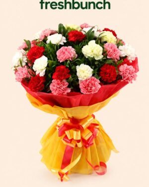 FreshBunch Vibrant Triple-Tone Carnations Celebration Bouquet