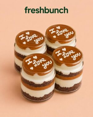 FreshBunch "My Sweetheart" Premium Salted Caramel & Chocolate Jar Cakes (Set of 4)