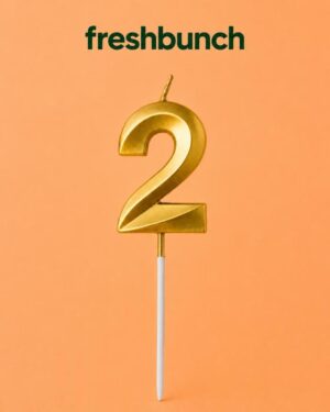 FreshBunch Premium Metallic Golden Number 2 Birthday Cake Candle