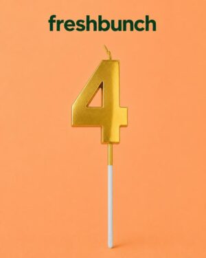 FreshBunch Premium Metallic Golden Number 4 Birthday Cake Candle