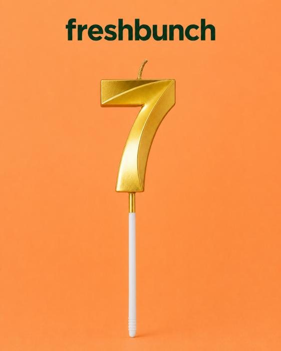 FreshBunch Premium Metallic Golden Number 7 Birthday Cake Candle