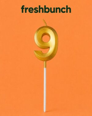 FreshBunch Premium Metallic Golden Number 9 Birthday Cake Candle