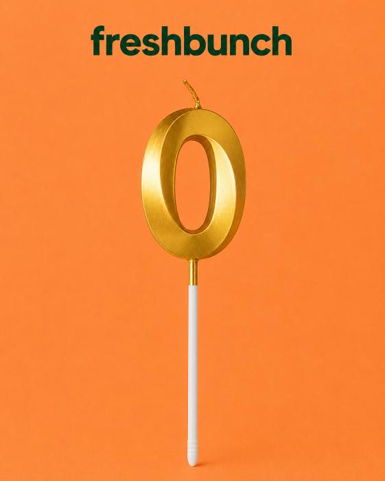 FreshBunch Premium Metallic Golden Number 0 Birthday Cake Candle