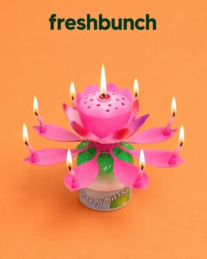 FreshBunch Magical Rotating Musical Lotus Flower Cake Candle