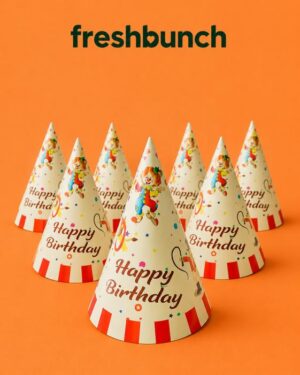 FreshBunch Cheerful Clown Theme Happy Birthday Party Hats (Pack of 7)