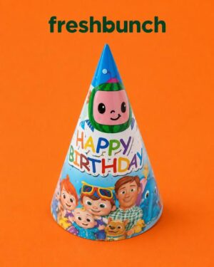 FreshBunch Fun Cocomelon Theme Happy Birthday Party Conical Paper Hat
