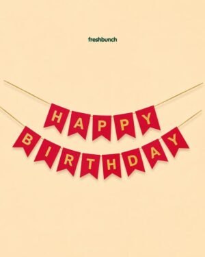 FreshBunch Premium Red and Gold Happy Birthday Paper Banner Garland