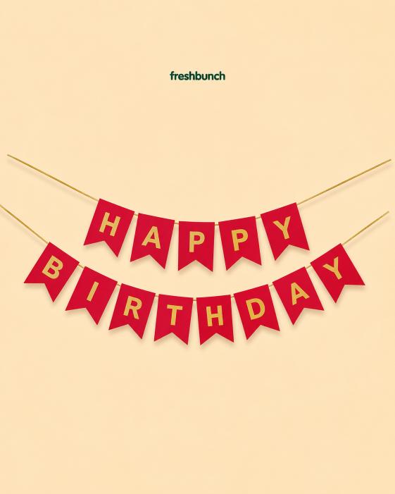 FreshBunch Premium Red and Gold Happy Birthday Paper Banner Garland
