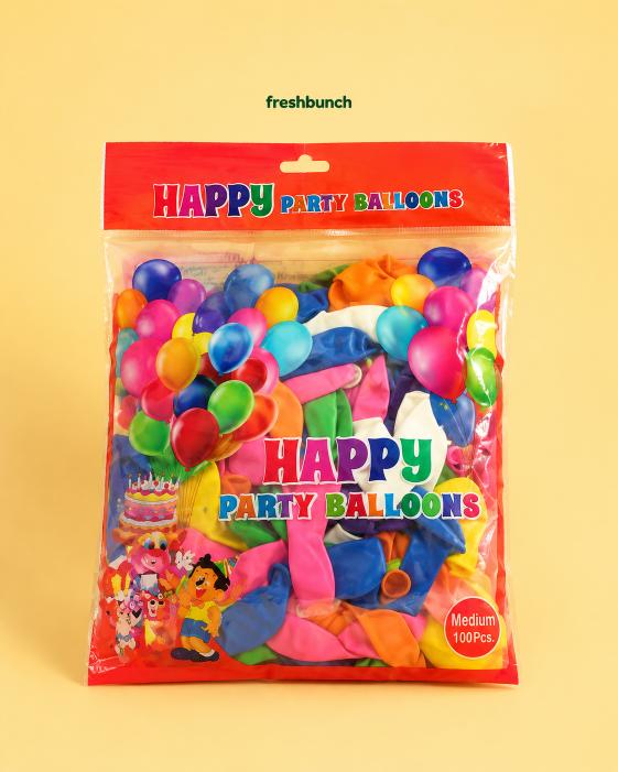 FreshBunch Premium Happy Party Balloons Assorted Medium Size Pack