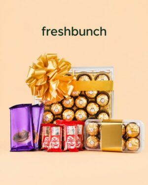 FreshBunch Ultimate Luxury Chocolate Hamper with Ferrero Rocher, Cadbury Silk & KitKat