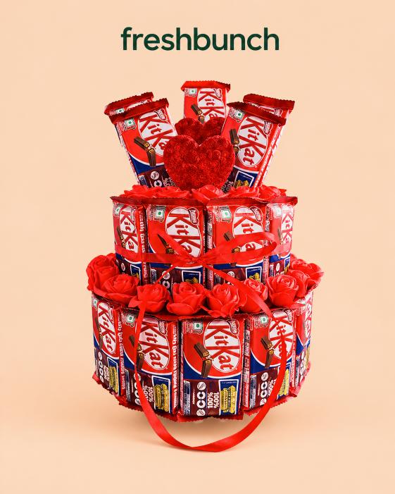 FreshBunch Spectacular Multi-Tier KitKat Chocolate Cake Bouquet Arrangement