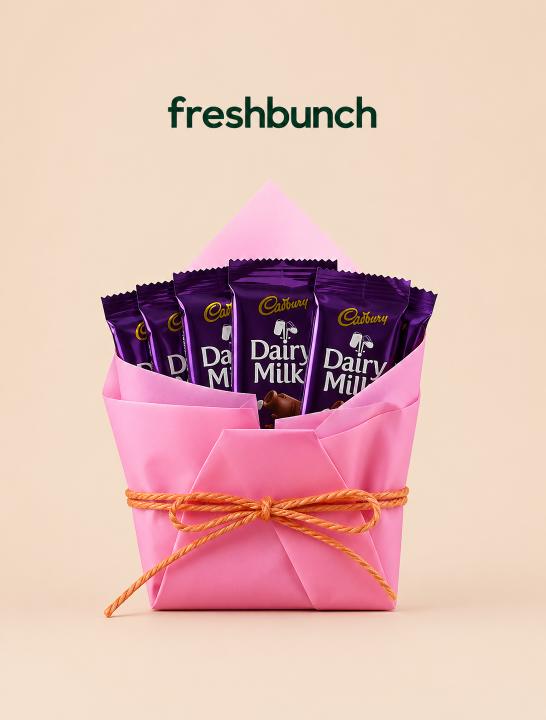 FreshBunch Sweet Pink Envelope Cadbury Dairy Milk Chocolate Bouquet