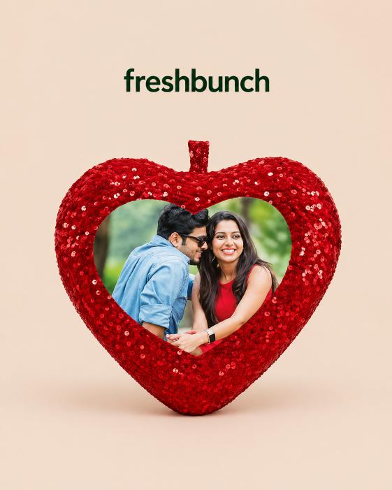 FreshBunch Personalized Red Heart-Shaped Magic Sequin Cushion with Custom Photo Print