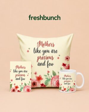 FreshBunch Mothers Day Precious and Few Cushion Mug Greeting Card Gift Combo Set