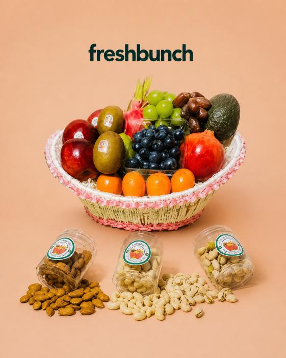 FreshBunch Luxury Exotic Fruits & Premium Dry Fruits Mega Celebration Gift Basket