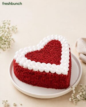 Red Velvet Heart Border Cake FreshBunch