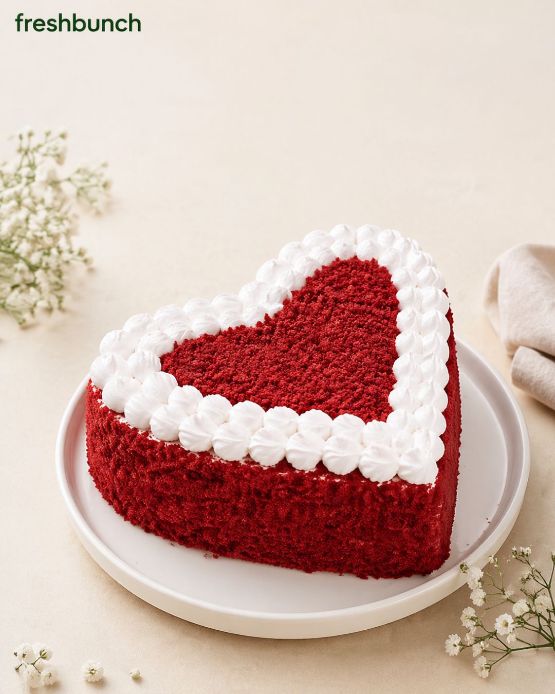 Red Velvet Heart Border Cake FreshBunch
