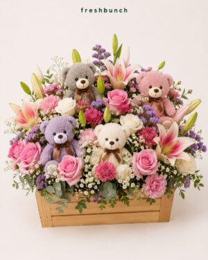 Grand Pastel Bloom Wooden Crate