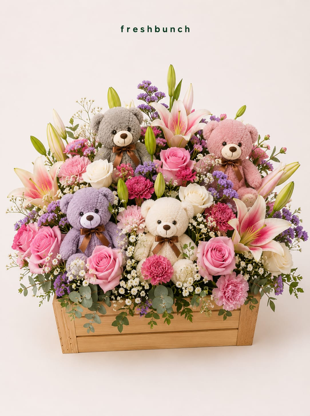 Grand Pastel Bloom Wooden Crate