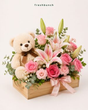 Royal Floral Crate & Cuddle Bears