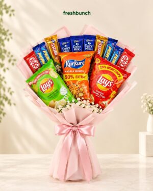 Pastel Pink Snack & Chocolate Delight Bouquet