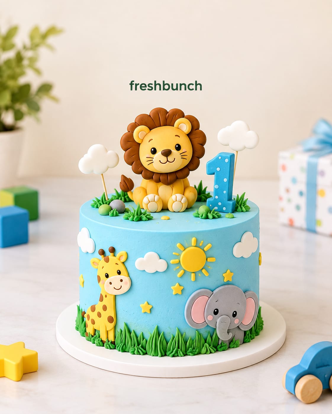 Wild Safari 1 KG Birthday Theme Cake