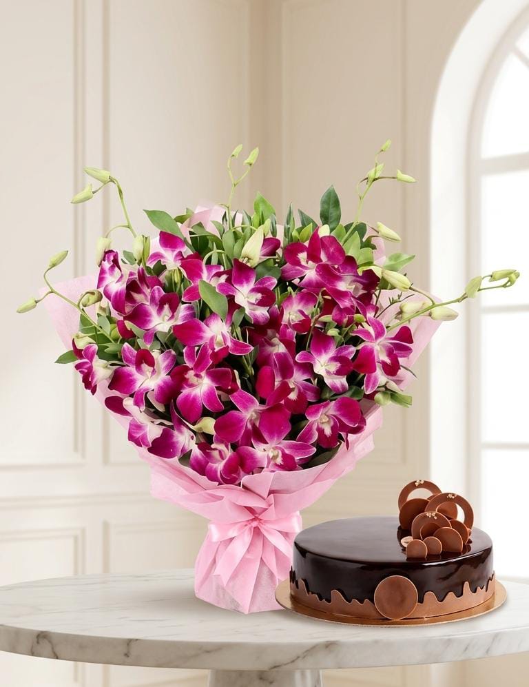 Purple Orchids & Chocolate Bliss Combo