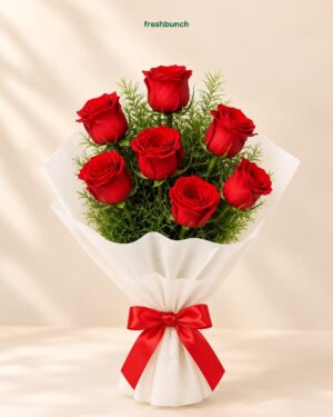Pure Elegance White Wrapped Red Roses