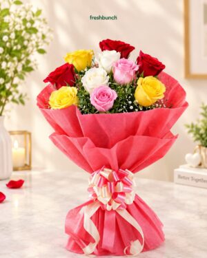Vibrant Mixed Roses Harmony Bouquet