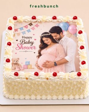 Happy Baby Shower White Forest Photo Cake
