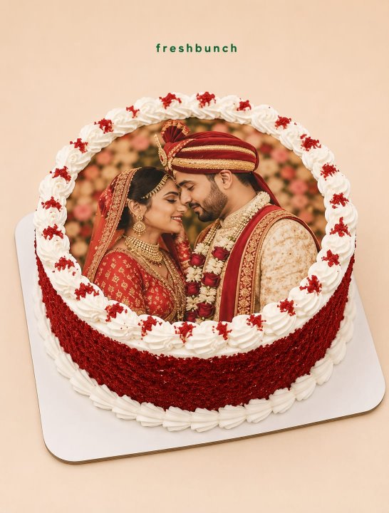 Royal Wedding Couple Red Velvet Photo Cake